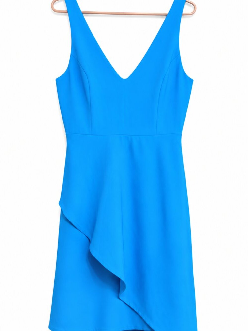 Adelyn Rae Blue Asymmetrical Ruffle Cocktail Dress Medium